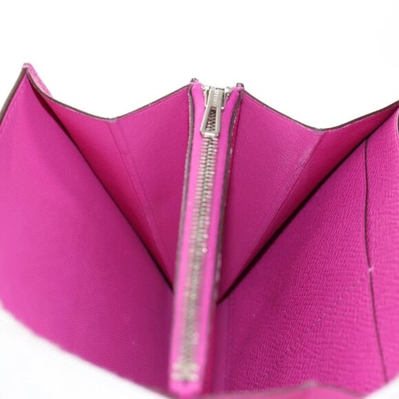 HERMES Constance Compact Wallet Leather Purple pink Auth 142362M - Picture 11 of 16